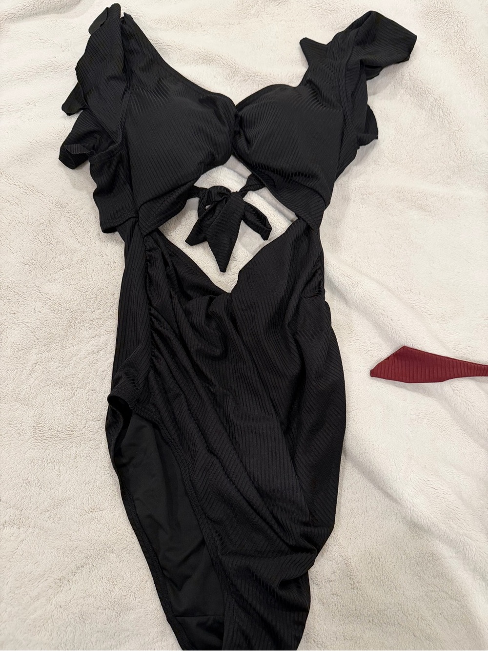 Charm Maternity Black Cutout One-Piece Swimsuit with Front Tie